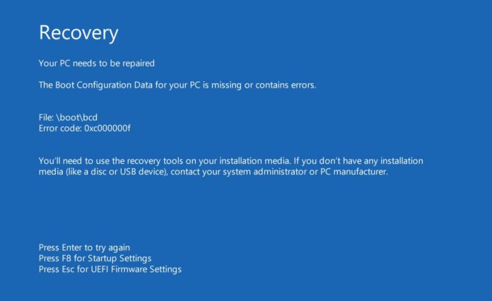 Your PC needs to be repaired Fix for Windows 8