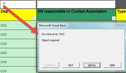 Fix Runtime Error 424 Object Required using MS Excel