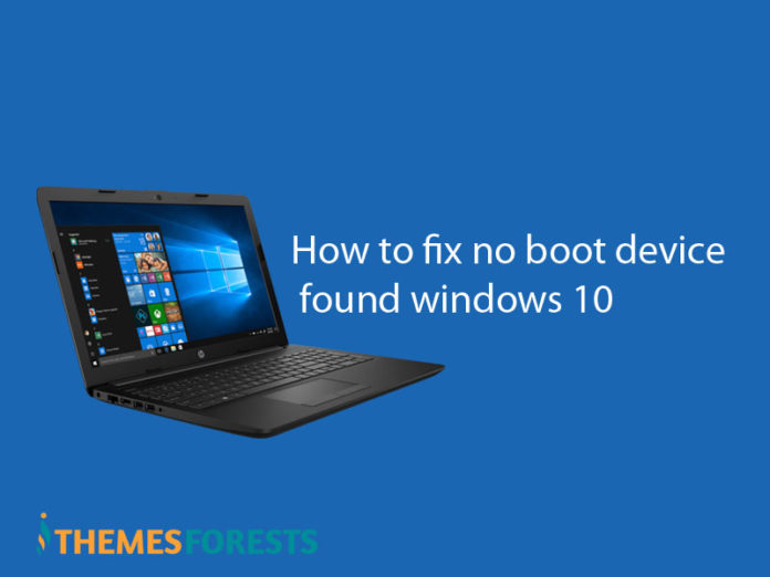 no boot device found windows 10