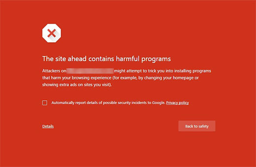 This site ahead contains harmful programs wordpress