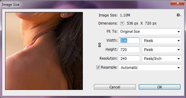 Resize Images in photoshop