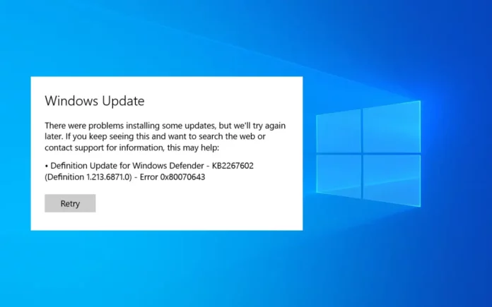 How to Fix Windows Update Error 0x80070643