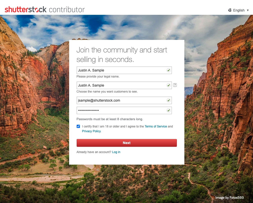 Shutterstock signup